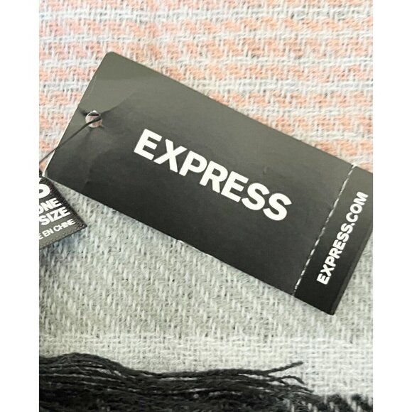 Express Gray and Pink Striped Reversible Chevron Pattern Blanket Scarf NWT - Picture 8 of 8